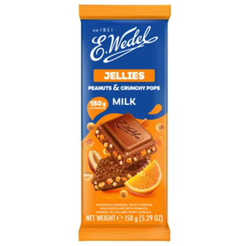 E.Wedel Czekolada mleczna & orzeszki, żelki i chrupki 150g 1779191703662-8me21s.png