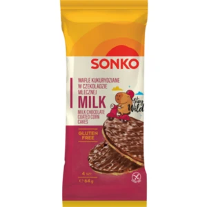 SONKO Wafle kukurydziane w czekoladzie mlecznej 64g