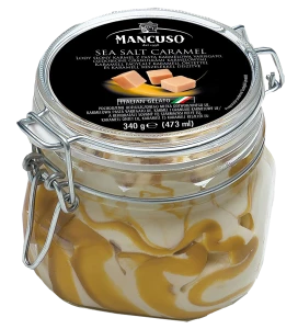 Mancuso Lody słony karmel z pastą karmelową variegato, ozdobione granulkami karmelowymi, 340 g (473 ml)