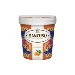Mancuso Sorbet mandarynkowy z sokiem z sycylijskich mandarynek, produkt głęboko mrożony, 340 g (450 ml)