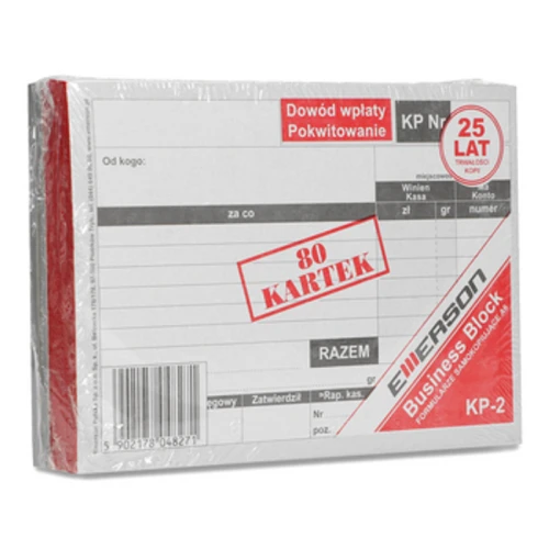 Druk Dowód wpłaty/pokwitowanie Emerson wielokopia, format A6, 5 bloczków x 80 kartek 1768511591639-27610-3-y63l2e.png