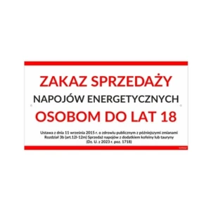 Korfed Tabliczka duża Zakaz sprzedaży napojów energetycznych x1szt.