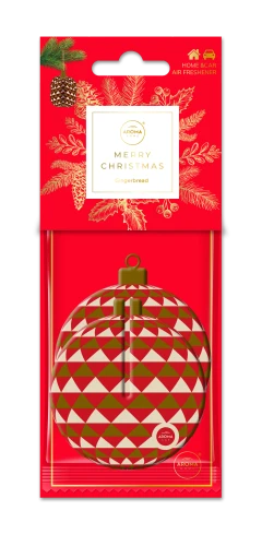 Odświeżacz powietrza do samochodu Aroma Home Xmas Cellulose 3D Bauble Red & Gold Piernik 1768514159113-32159-3-xycdr.png