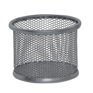 Pojemnik na przybory Q-CONNECT Office Set metalowy 90x68mm srebrny