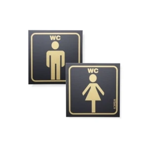 Korfed Tabliczki czarno-złote WC damskie i męskie 8x8cm 2szt.