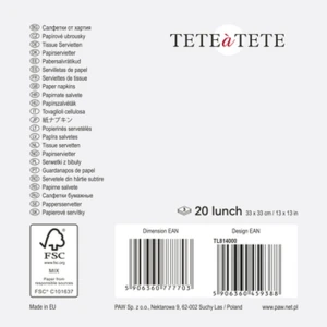 Serwetki Tete a Tete Serwetki Red Bauble , Serwetki Tete a Tete 3-warstwowe 33x33cm składane 1/4 20szt. w paczce