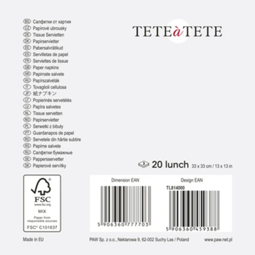 Serwetki Tete a Tete Serwetki Red Bauble , Serwetki Tete a Tete 3-warstwowe 33x33cm składane 1/4 20szt. w paczce 1768517522983-38019-3-i604d9.png