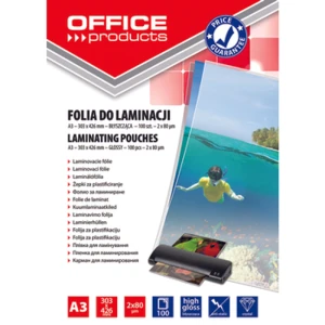 Folia do laminowania OFFICE PRODUCTS A3 2x80mikr 100szt transparentna
