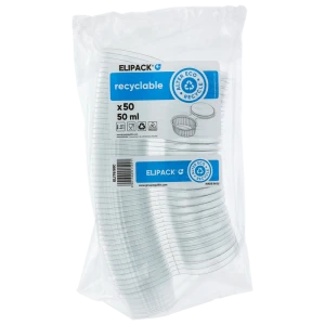 Pojemniki na sos 50ml PET ze zintegrowanym wieczkiem|50szt|ELIPACK|Guillin Polska