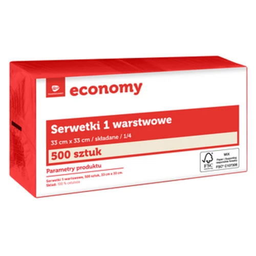 TG Economy Serwetka 33x33 cm, 1 warstwowa czerwona 500 sztuk 1768523970612-49675-3-6jlab.png