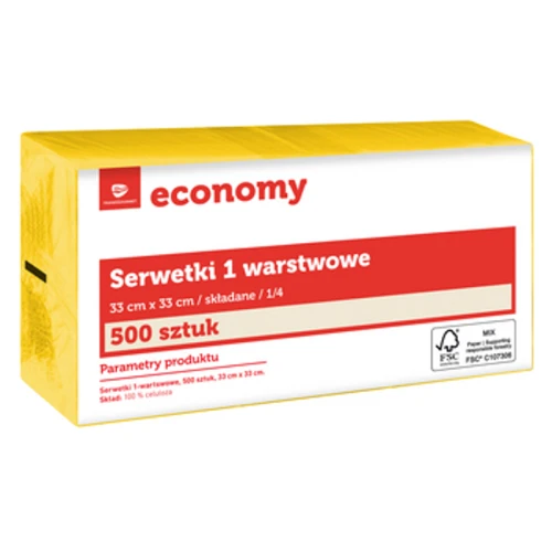 TG Economy Serwetka 33x33 cm, 1 warstwowa żółta 500 sztuk 1768523971959-49678-3-ghnmnk.png