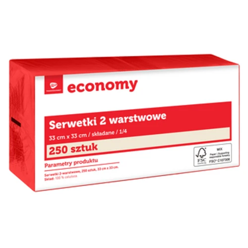 TG Economy Serwetka 33x33 cm, 2 warstwowa czerwona 250 sztuk 1768523972278-49680-3-2bb9t.png
