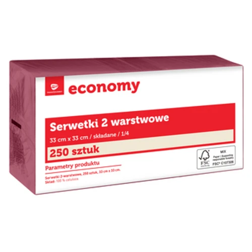 TG Economy Serwetka 33x33 cm, 2 warstwowa bordowa 250 sztuk 1768523973344-49683-3-b85oua.png