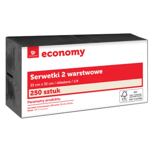 TG Economy Serwetka 33x33 cm, 2 warstwowa czarna 250 sztuk 1768523975423-49688-3-p5u05p.png