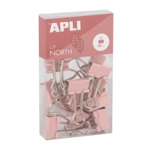 Klipy do dokumentów APLI Up North 19mm różowe 15szt
