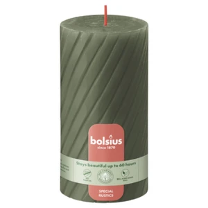 Bolsius Świeca pieńkowa 130/68 Rustic TR zielona oliwka