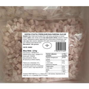 FINEST MEAT KOSTKA Z FILETA Z PIERSI KURCZAKA 10x10 MM PARZONA IQF 2 KG