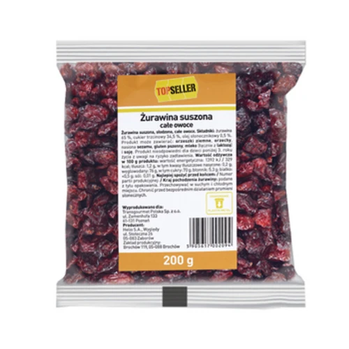 Żurawina suszona, całe owoce 200 g TOPSELLER 1779187700264-dpi6xx.png