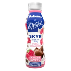 Jogurt pitny skyr Bakoma&Wedel malina stracciatella 300g z dodatkiem magnezu