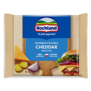 Hochland Cheddar. Ser kremowy topiony w plastrach z Cheddarem 130g