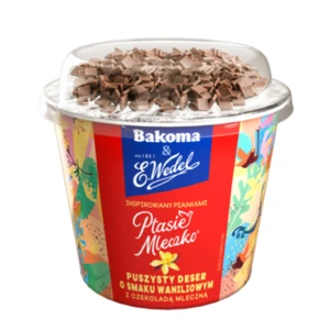 Bakoma&Wedel Puszysty deser o smaku waniliowym z czekoladą mleczną 105g