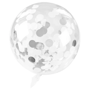 Balon transparentny z konfetti - Celebrate! srebrny