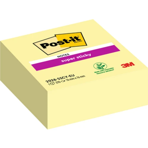 Post-it® Super Sticky Kostka samoprzylepna, żółta, 76x76 mm, 270 kartek - 100% PEFC, SGSCH-PEFC-COC-110078 1768517296062-37592-3-jf28kh.png