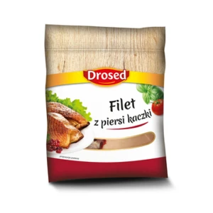 FILET Z PIERSI KACZKI PEKIN ZE SKÓRĄ KLASA A, PRODUKT GŁĘBOKO MROŻONY DROSED KALIBER 500 G