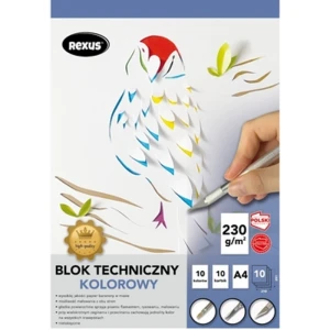 Blok techniczny kolorowy A4 10 kartek premium Rexus