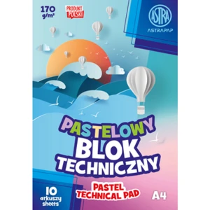 Blok techniczny pastelowy ASTRAPAP A4 170g 10 arkuszy