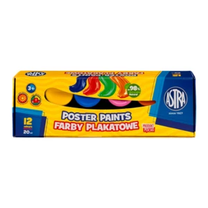 Farby plakatowe ASTRA 12 kolorów 20 ml
