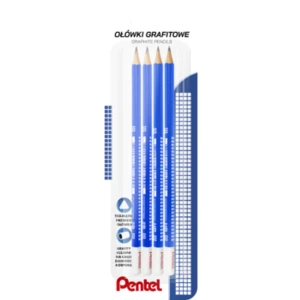Pentel Ołówek drewniany HB + 2B x 4 szt.