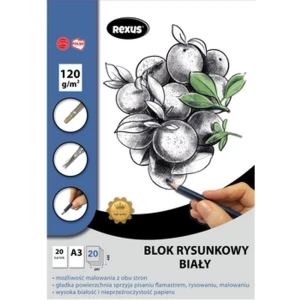 Blok rysunkowy biały a3/20 kartek premium Rexus
