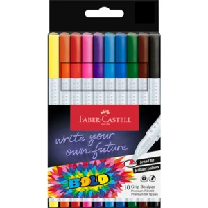 Flamastry GRIP Boldpen 10 kolorów FABER CASTELL