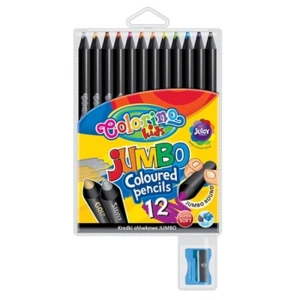 Kredki okrągłe ołówkowe Jumbo czarne drewno 12 kolorów Colorino
