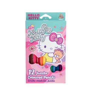 Kredki ołówkowe trójkątne Jumbo 12 kolorów Hello Kitty pink 1