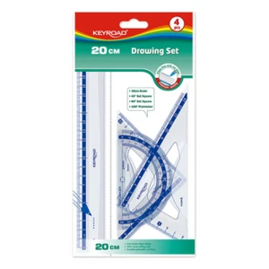 Zestaw geometryczny KEYROAD z linijką 20cm 4szt