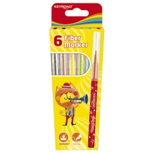 Flamastry KEYROAD Fiber Marker 6sztuk mix kolorów