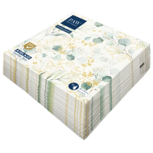Serwetki PAW Professional Dinner Golden Eucalyptus 1-warstowe 40x40cm składane 1/4 1787573355293-tbabn.png