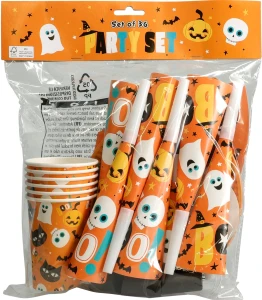 Zestaw imprezowy z wzorem halloween 36 sztuk