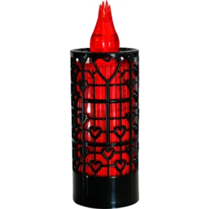 Świeca LED ażur 15 cm z bateriami czarno-czerwona