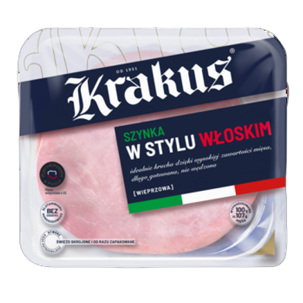 Szynka w stylu włoskim Krakus 140 g Szynka w stylu włoskim Krakus 140g