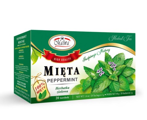 Malwa Herbatka ziołowa Mięta 20 x 1.5 g 52bdcd1ee79d95fa3473c49297d22ccf