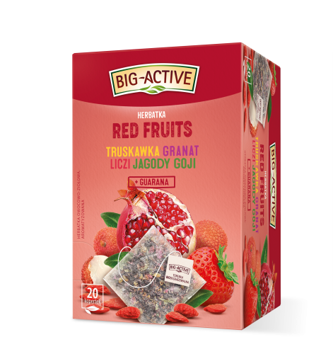 Big-Active Herbatka Owocowa Red Fruits Truskawka. Granat. Liczi. Jagody Goji + Guarana 20 Torebek X 2.25G/45G