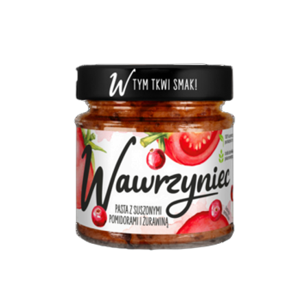 Wawrzyniec Pasta warzywna z suszonymi pomidorami i żurawiną 180 g Wawrzyniec Pasta warzywna z suszonymi pomidorami i żurawiną 180 g