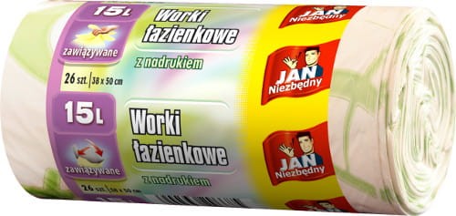 Jan Niezbędny Worki LD łazienkowe zawiąz. 15 l 26 szt 0e38c76bb40271069c9abf651f9dd93c