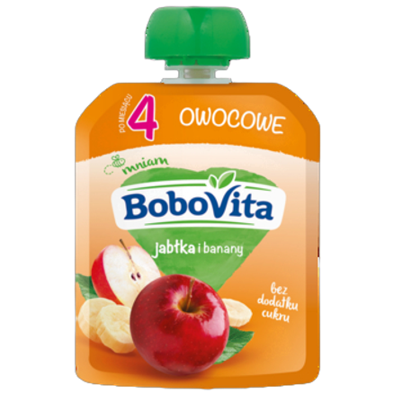 Deserek w tubce jabłko, banan po 4 miesiącu BoboVita 80 g Deserek w tubce jabłko, banan po 4 miesiącu BoboVita 80g