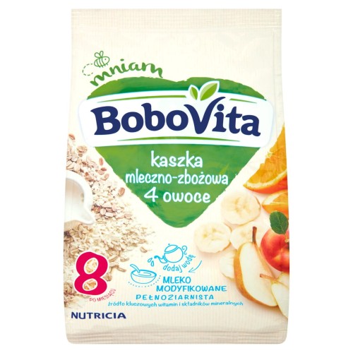 BoboVita Kaszka mleczno-zbożowa 4 owoce po 8 miesiącu 230 g 1f3c7826acd0597872a6d9c39166bb68