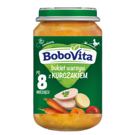 BoboVita Bukiet warzyw z kurczakiem po 8 miesiącu 190 g BoboVita Bukiet warzyw z kurczakiem po 8 miesiącu 190 g