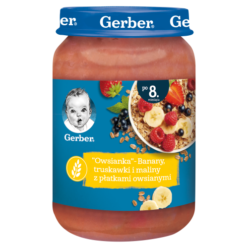 Gerber „Owsianka" Banany truskawki i maliny z płatkami owsianymi dla niemowląt po 8. miesiącu 190 g 3c0b38c39c5caeb493cc5702bdedf233